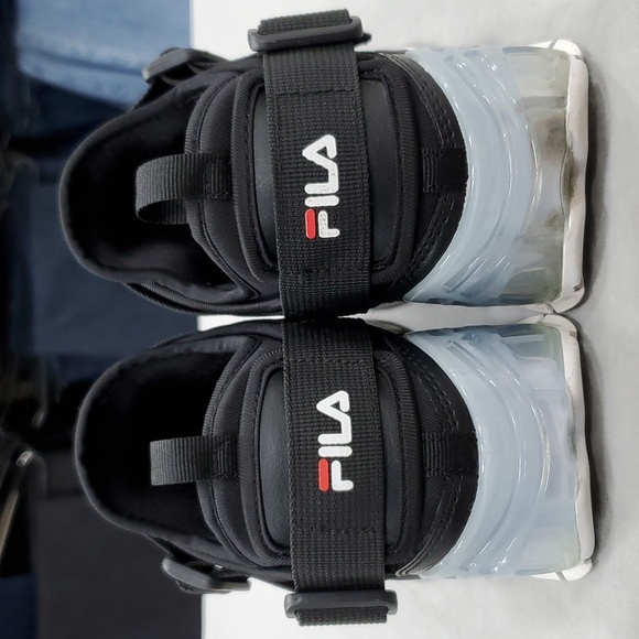 Fila Unit LE platform sneakers women's 8 black leather, mesh scuba like fabric - Picture 10 of 11